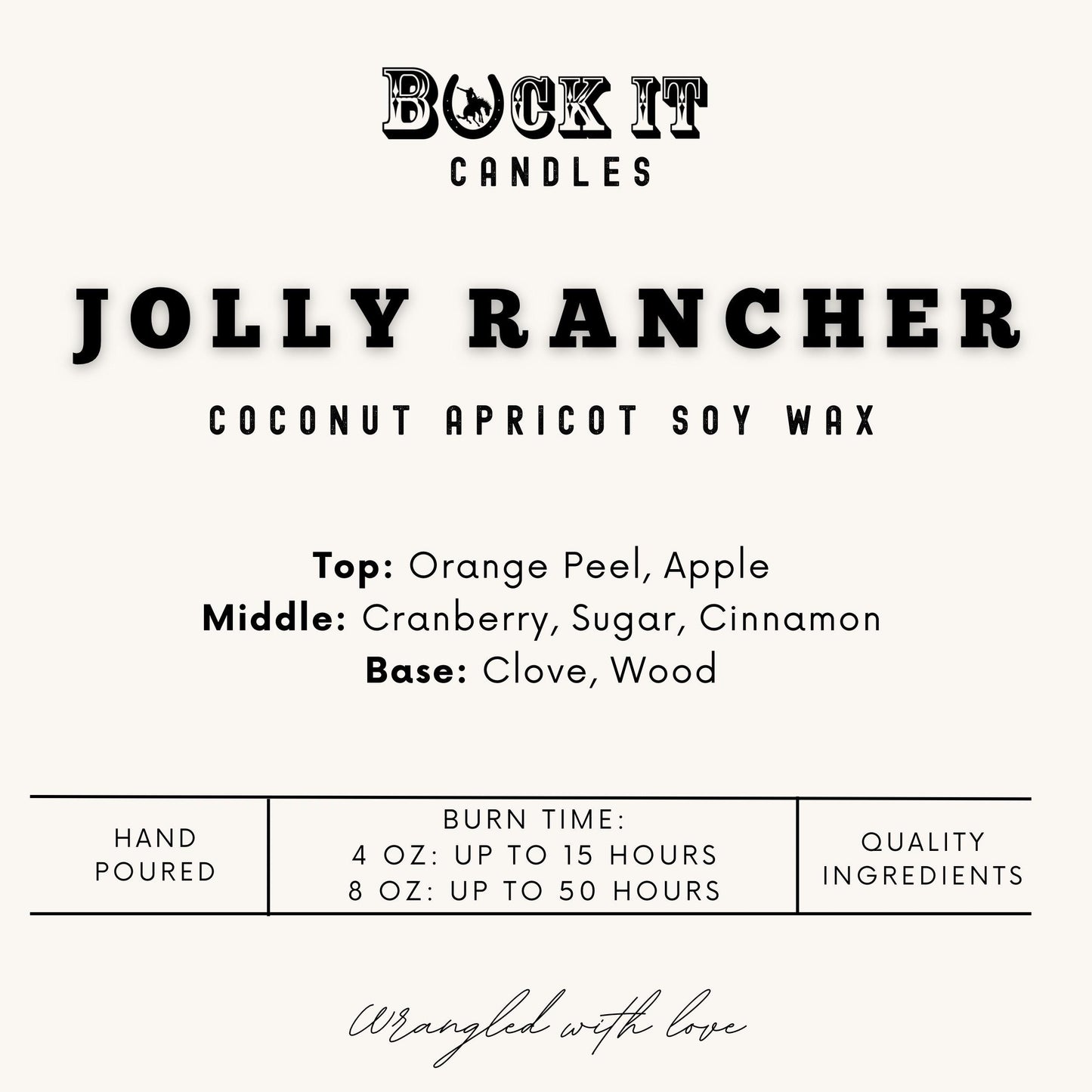Jolly Rancher (Cranberry Apple Marmalade Scent): Western Candles, Rustic Candles, Hand-Poured in Arizona, Coconut Apricot Soy Wax