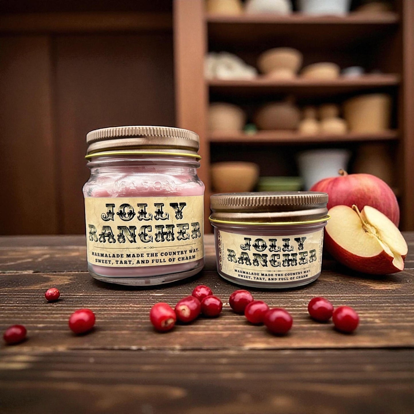 Jolly Rancher (Cranberry Apple Marmalade Scent): Western Candles, Rustic Candles, Hand-Poured in Arizona, Coconut Apricot Soy Wax