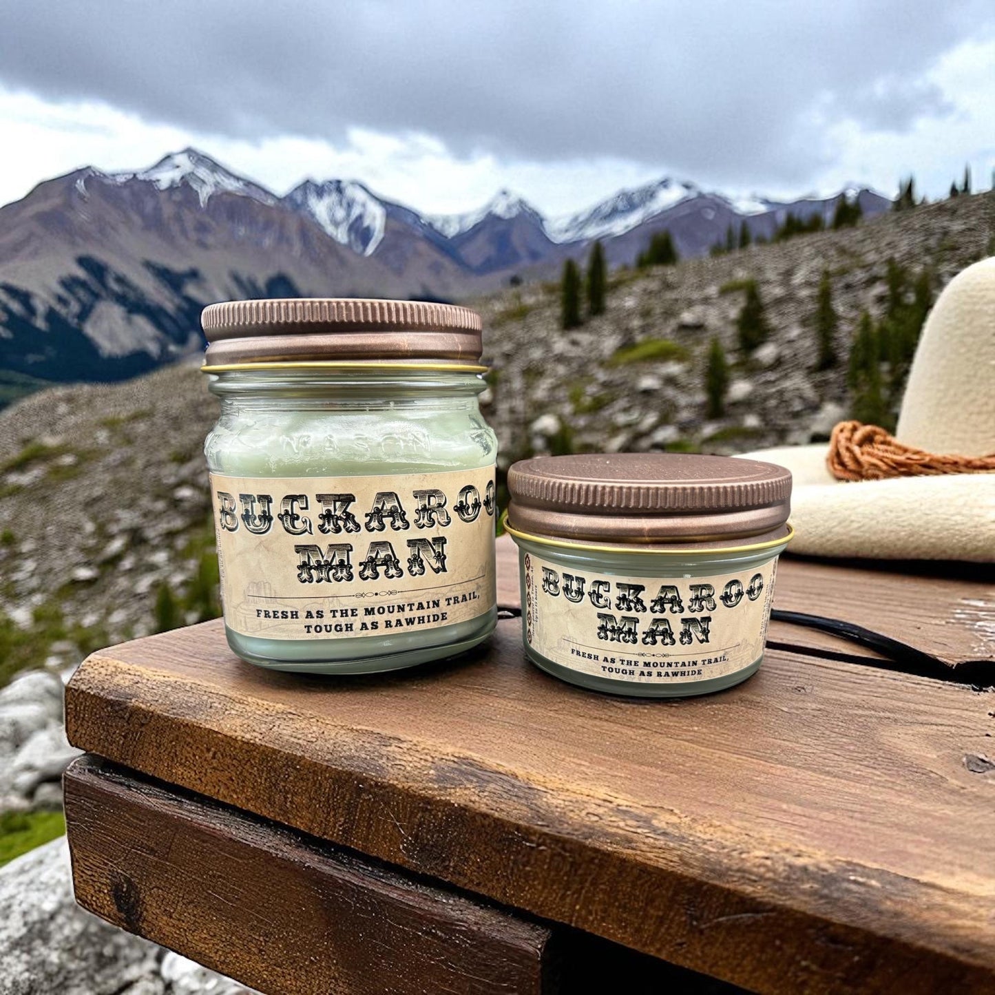 Buckaroo Man (Arctic Ivy Scent): Western Candles, Rustic Candles, Hand-Poured in Arizona, Coconut Apricot Soy Wax