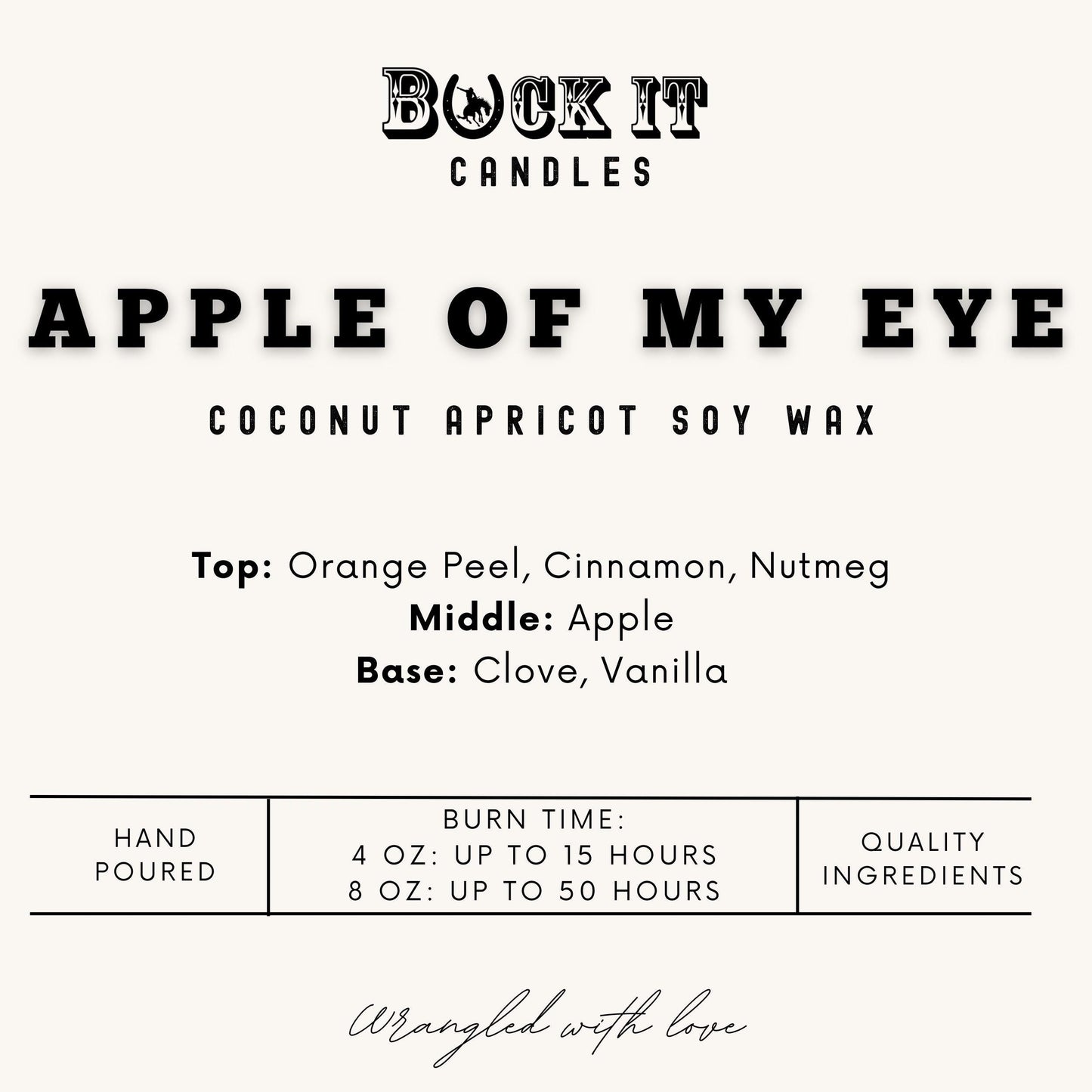 Apple Of My Eye (Apple Harvest Scent): Western Candles, Rustic Candles, Hand-Poured in Arizona, Coconut Apricot Soy Wax