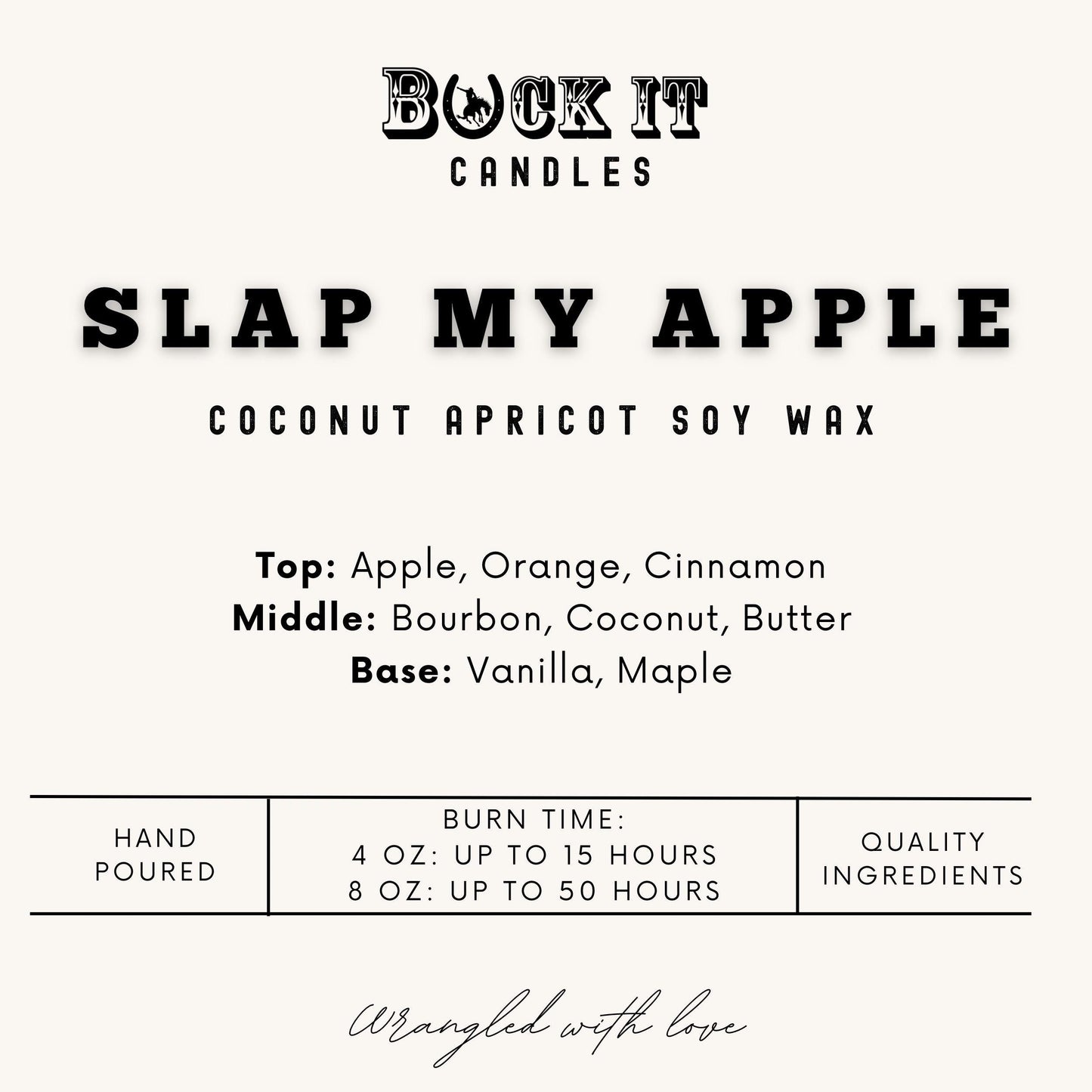 Slap My Apple (Apple and Maple Bourbon Scent): Western Candles, Rustic Candles, Hand-Poured in Arizona, Coconut Apricot Soy Wax