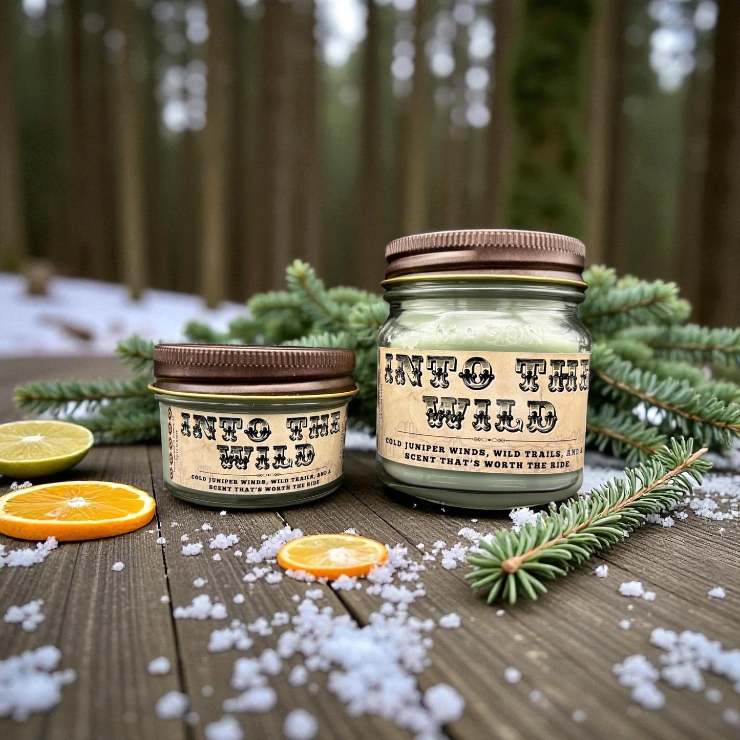 Into The Wild (Frosted Juniper Scent): Western Candles, Rustic Candles, Hand-Poured in Arizona, Coconut Apricot Soy Wax