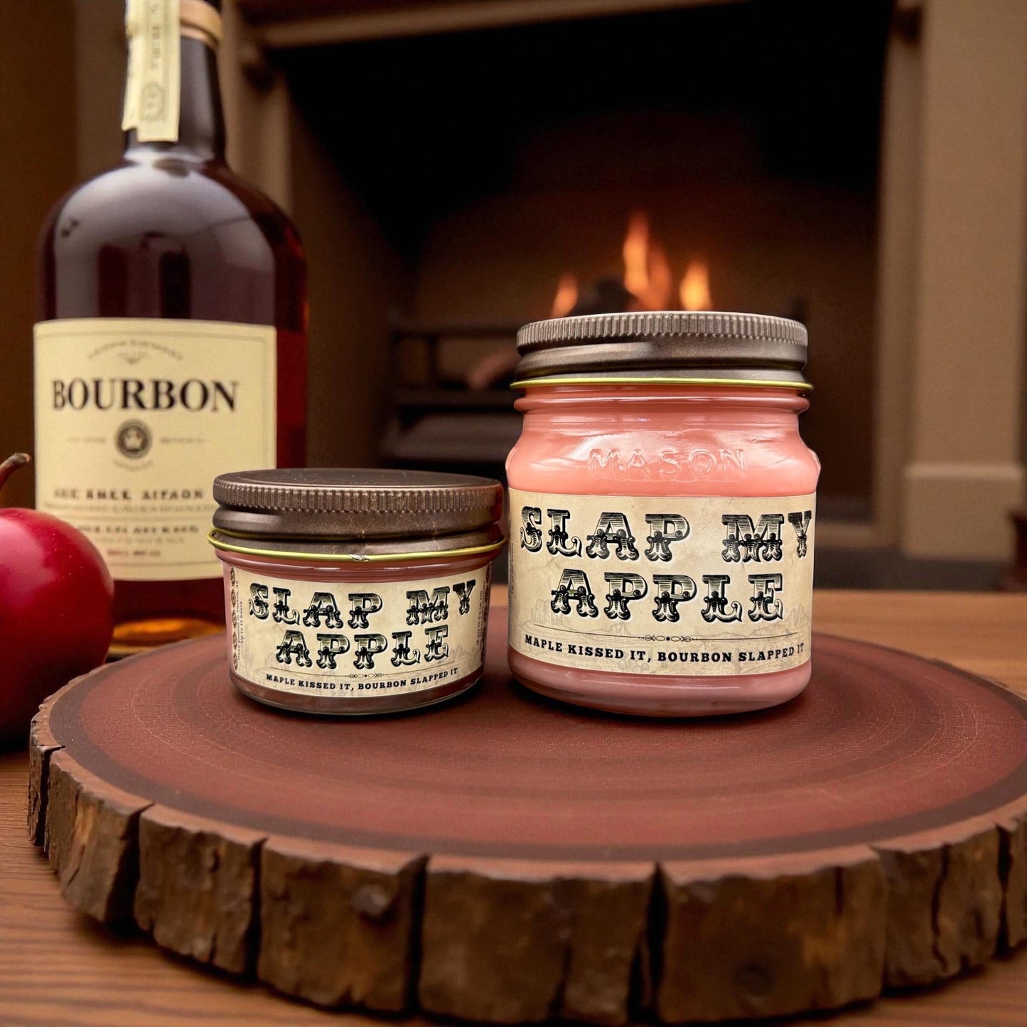Slap My Apple (Apple and Maple Bourbon Scent): Western Candles, Rustic Candles, Hand-Poured in Arizona, Coconut Apricot Soy Wax